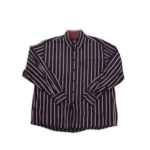 SALE 🔥2 for $35🔥 
Claudio Campone 90’s Navy and Tan Striped Men's Shirt